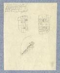 32448 Afbeelding van enkele details, waaronder de twee wapenschilden, van de vernielde graftombe van de gravin van ...